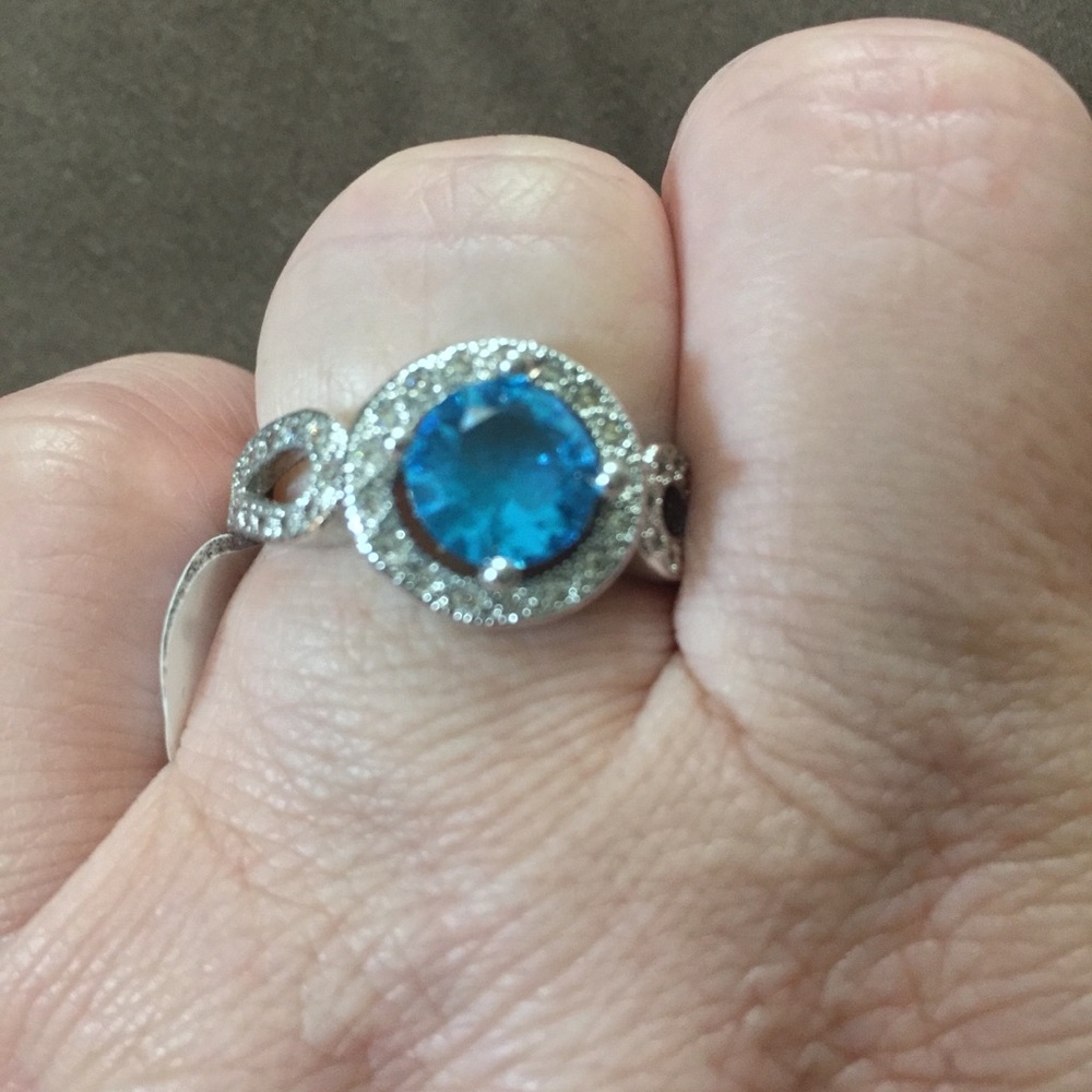 Aquamarine Rings Size 9 Sterling - Picture 6 of 7
